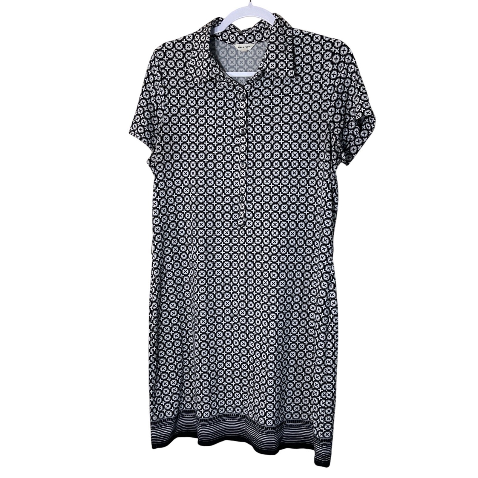 MAX STUDIO Geometric Print Button Front Shirt Dre… - image 1