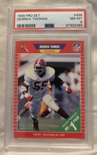 1989 Pro Set #498 Derrick Thomas ROOKIE RC PSA 8 Graded Football Card Pro Set. rookie card picture