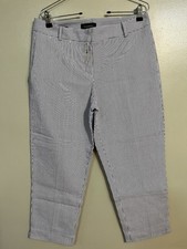 Talbots 100 Cotton Curvy Black and White Striped Ankle Pants Size 10 NWT