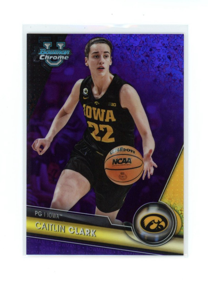 2023-24 Bowman Chrome U - Caitlin Clark #34 Purple Mini-Diamond /399