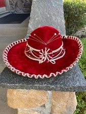 Pigalle XXXXX 14" Mariachi Sombrero Red Velvet Silver  Cinco De Mayo Mexican Hat