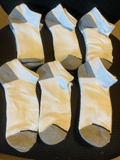 NEW WHITE Low Cut Socks 6 Pairs White Men's Size 10-13