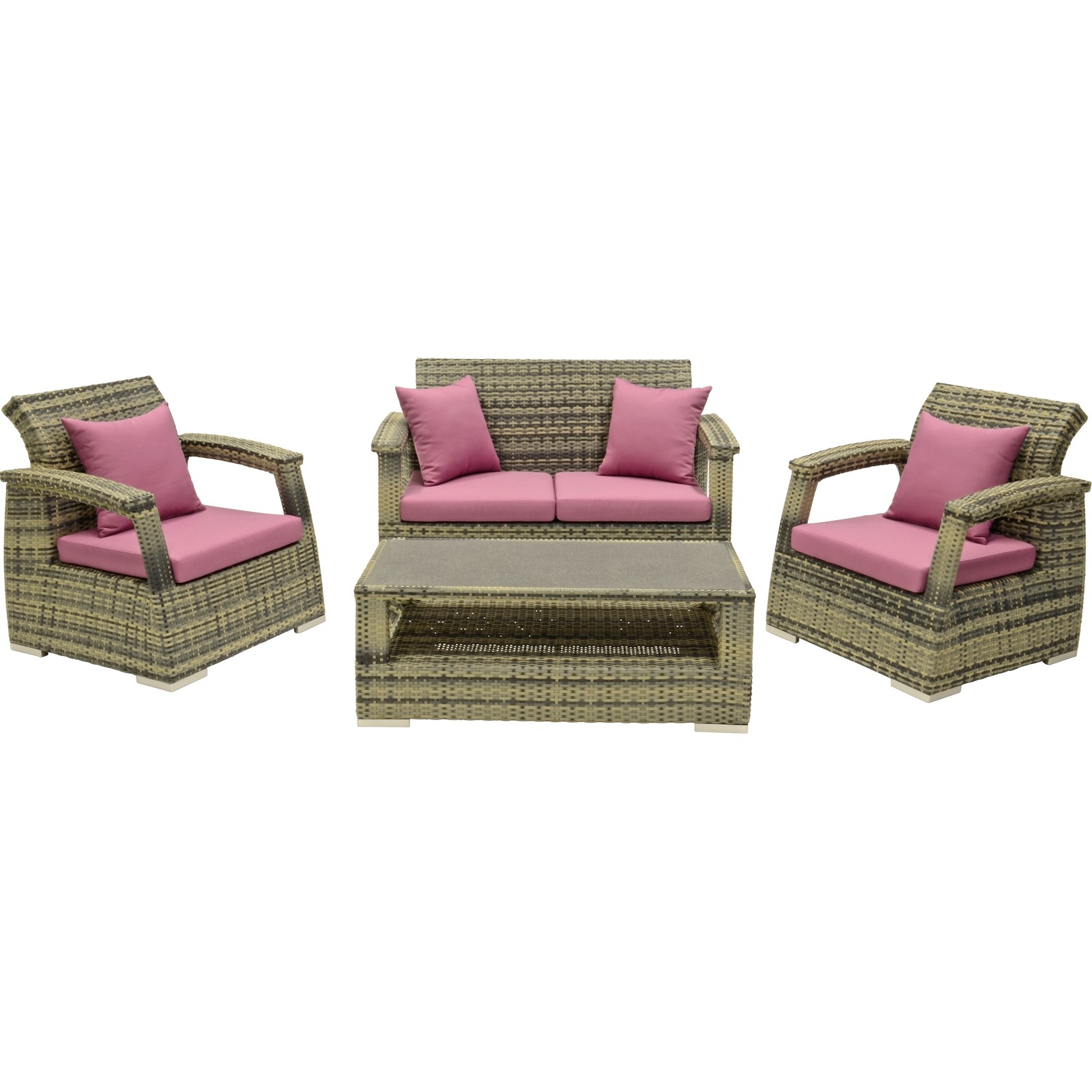 LOUNGESET SET GARTENMÖBELSET GARTENMÖBEL RATTAN POLYRATTEN SPRAYSTONETISCHPLATTE