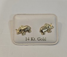 14KT YELLOW GOLD Elephant  POST PIERCED EARRINGS