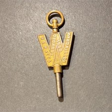 Gold Tone Pocket Watch Key Fob Key Winder with Ring Loop, Marked