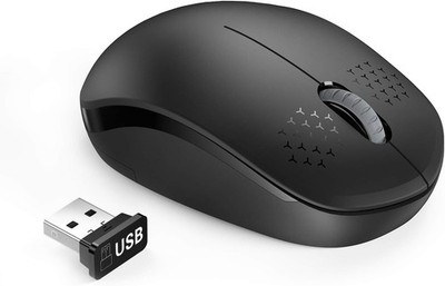 Wireless Silent Click Mouse USB Receiver Black
