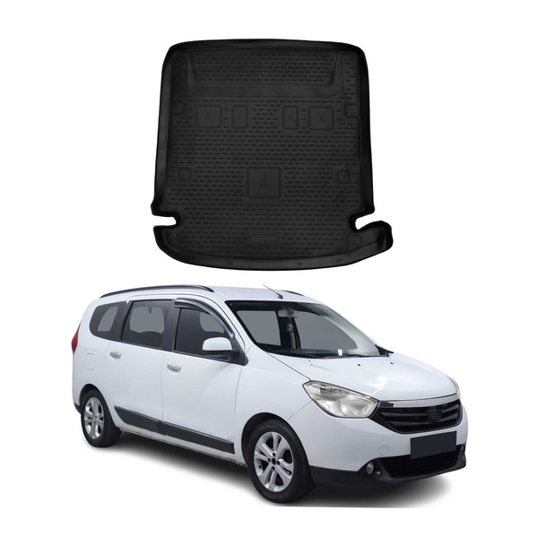 Kofferraummatte Kofferraumwanne FüR Dacia Lodgy 2012-2024 Gummi Tpe Schwarz-image