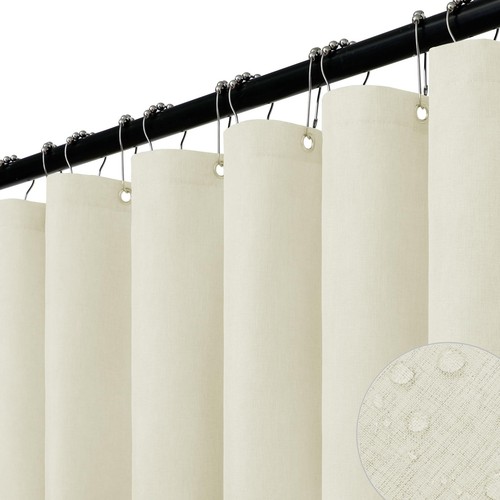 Easy-Going Linen Look Shower Curtain with Magnets, Heavy Duty Hotel Quality S...
