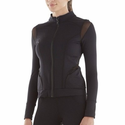 Michi Activewear Jacket Black Illusion Mesh Trim Athletic Medium M