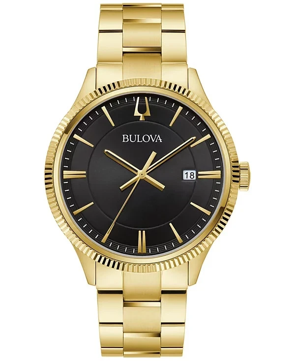 Bulova Men's Date Indicator Quartz Gold Stainless Steel Watch 42MM 97B228