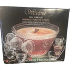 Vintage Anchor Hocking Wexford Punch Bowl Set w Cups Original Box USA Glass
