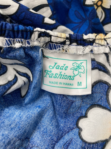 Jade Fashions Hawaiian Dress Blue Floral Tropical Midi Aloha Luau Size Medium - Picture 7 of 8