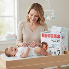 Huggies Size 7 Snug  Dry Diapers, 18 Count, CloudSoft  Leak Proof Protection