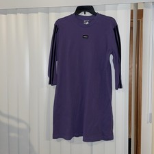 Adidas Women  s T-shirt Dress Purple Size XL Cotton Classic Three Stripes