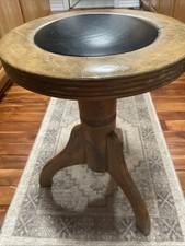 Adjustable Piano Stool C. 1898-1908 Steel And Hardwood Leatherette Inset