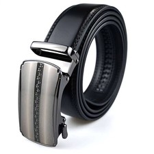 Genuine Leather Mens Ratchet Belt Belts For Men Adjustable Automatic Buckle Ti