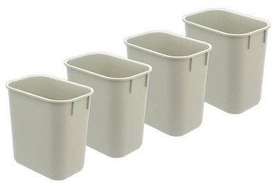 Wastebasket 4 Pack Light Gray 3.25 Gallon 13 Quart Plastic Deskside Bin