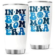 In My Boy Mom Era Retro Design Stainless Steel Tumbler 20 Oz Gift For Moms Tr...