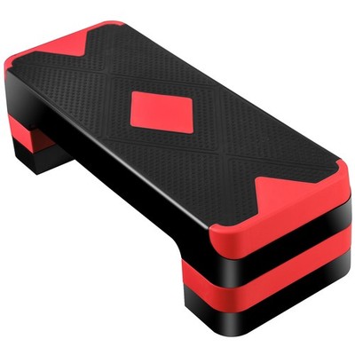 Aerobic Step Exercise Fitness Workout Versatile Stepper w/ 3 Level Risers Red
