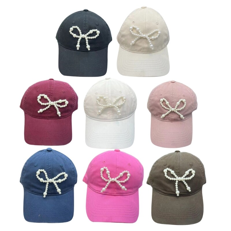 3D Pearl Bow Breathable Baseball Hat Girl Adult Sports Hat Outdoor Activity