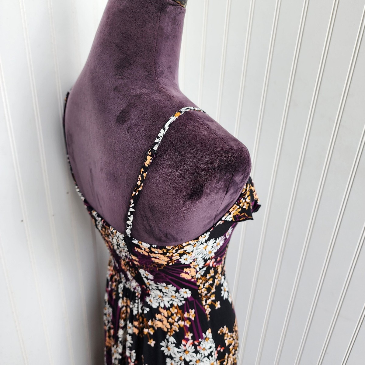Express Dress Womens Purple White Floral Spaghetti Strap Smocked Maxi  Summer XS | eBay