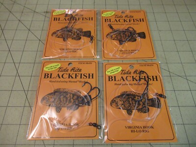 4 HI-LO RIGS BLACKFISH TAUTOG VIRGINIA HOOK BLACK FISH RIG 2 HOOK RIG SZ 4 HOOKS