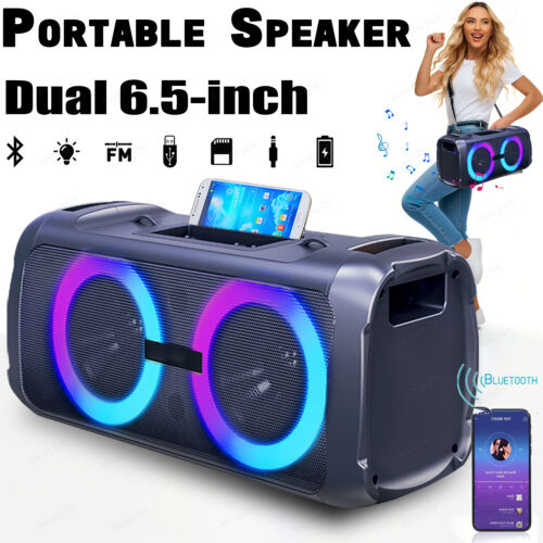 6.5inch Wireless Portable Bluetooth Speaker woofer Heavy Bass Sound System Party