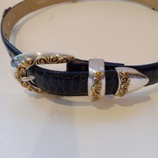 1996 BLACK Belt Master Genuine Italian Leather Men/Women Gold Silver Hardware