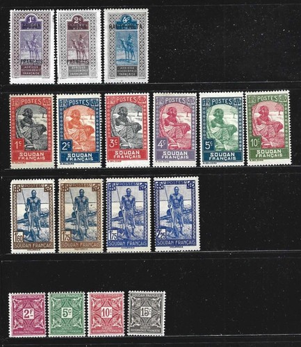 FRENCH SUDAN – 1904-1958 – COLLECTION OF 17 DIFFERENT STAMPS – MINT/USED