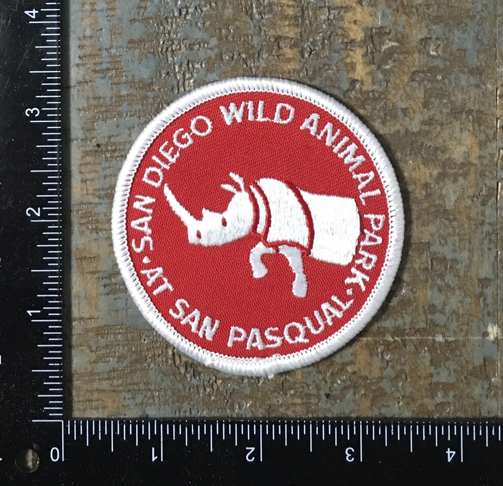 Vintage SAN DIEGO WILD ANIMAL PARK Rhino San Pasquale CA Souvenir Iron-On Patch