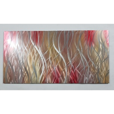 Moderne abstrakte zeitgenössische Metallwandkunst. Adrift. Gold Kupfer rot und silber 