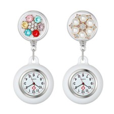 Clip-on Fob Pearl Brooch Silicone Hanging Stretchable Pocket Doctor Nurse Watch