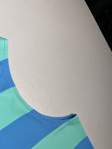 Matrosen Matrosen Kleid Damen klein blau türkis gestreift Print Stretch Nylon Strand - Bild 6 von 9
