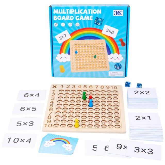 Fiorky Montessori Multiplikationsbrett Multiplikationslehrmittel Spiel Holz Mul