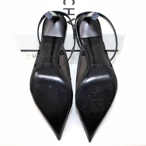 Givenchy 37 + Box Show 4G Strap 95 Mesh Mule Slingback Logo Embroidered Heels - Picture 15 of 16
