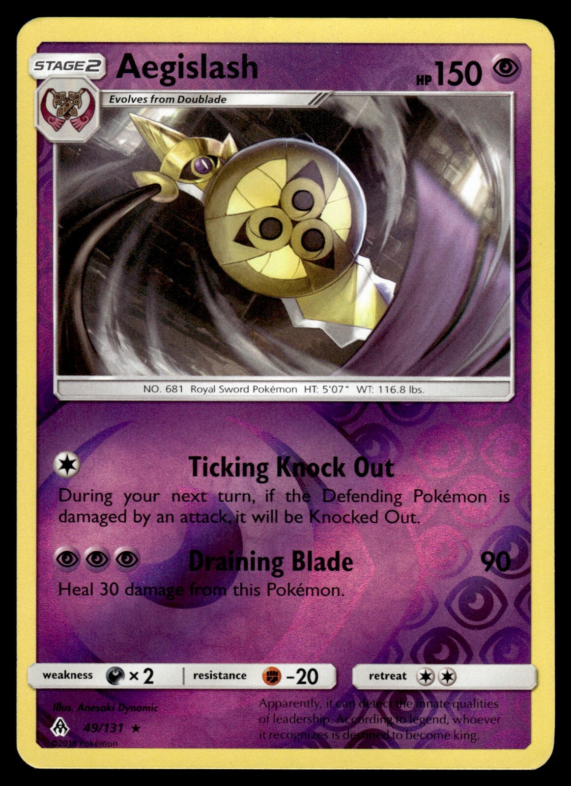 Aegislash 49/131 Reverse Holo Forbidden Light Pokemon Card