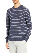 A014 NWT VINCE STRIPED WOOL LINEN CREWNECK MEN SWEATER SIZE S 225
