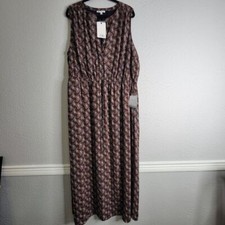 DR2 Maxi Dress 3X New Navy Paisley Sleeveless Lined Elastic Waist