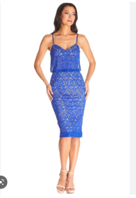 electric blue lace dress Plus Size - Midi Lace Fit And Flare Dress