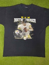 00s Pittsburgh Steelers - Ben Roethlisberger- Vintage NFL Player T-Shirt Large 