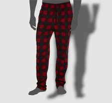 47 Perry Ellis Men's Red Relaxed Fit Pajama Lounge Fleece Plaid Pants Size M
