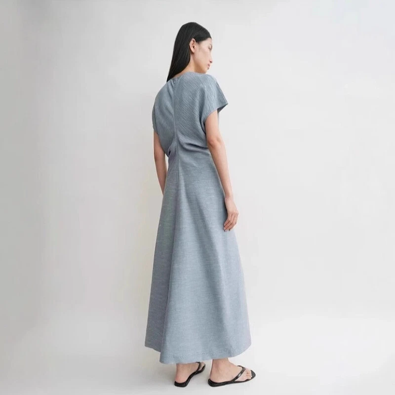 Toteme Womens Fiber High Waist A-shaped Short Sleeve Medium and Long Skirt Dress - Image 2 of 4