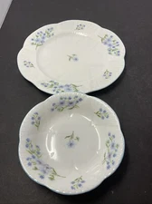 Shelley Blue Rock Salad Plate And Berry Bowl