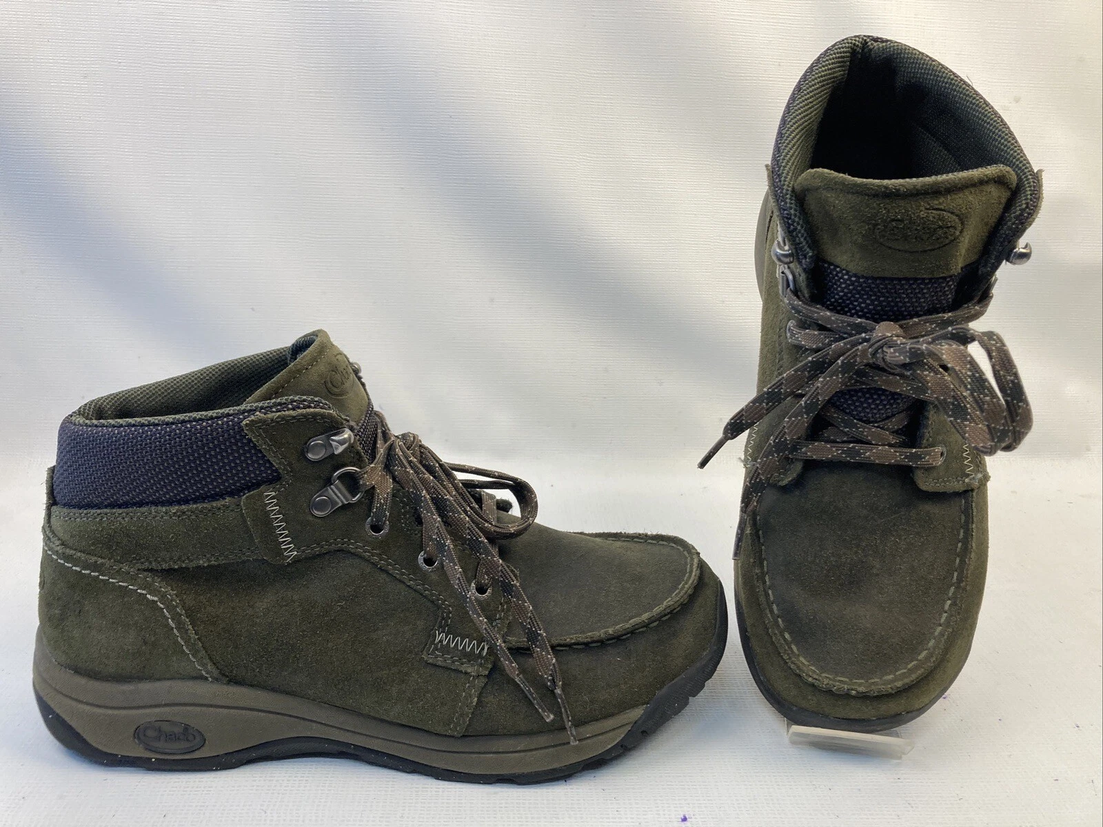 Chaco Mens Suede Leather Green Lace Up Hiking Boots Size 8 EUC J105301 0615