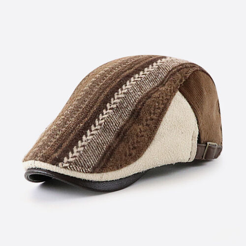 Hommes Rétro Béret Vendeur de Journaux Chapeau Patchwork Plat Casquette Golf - Foto 8 di 15