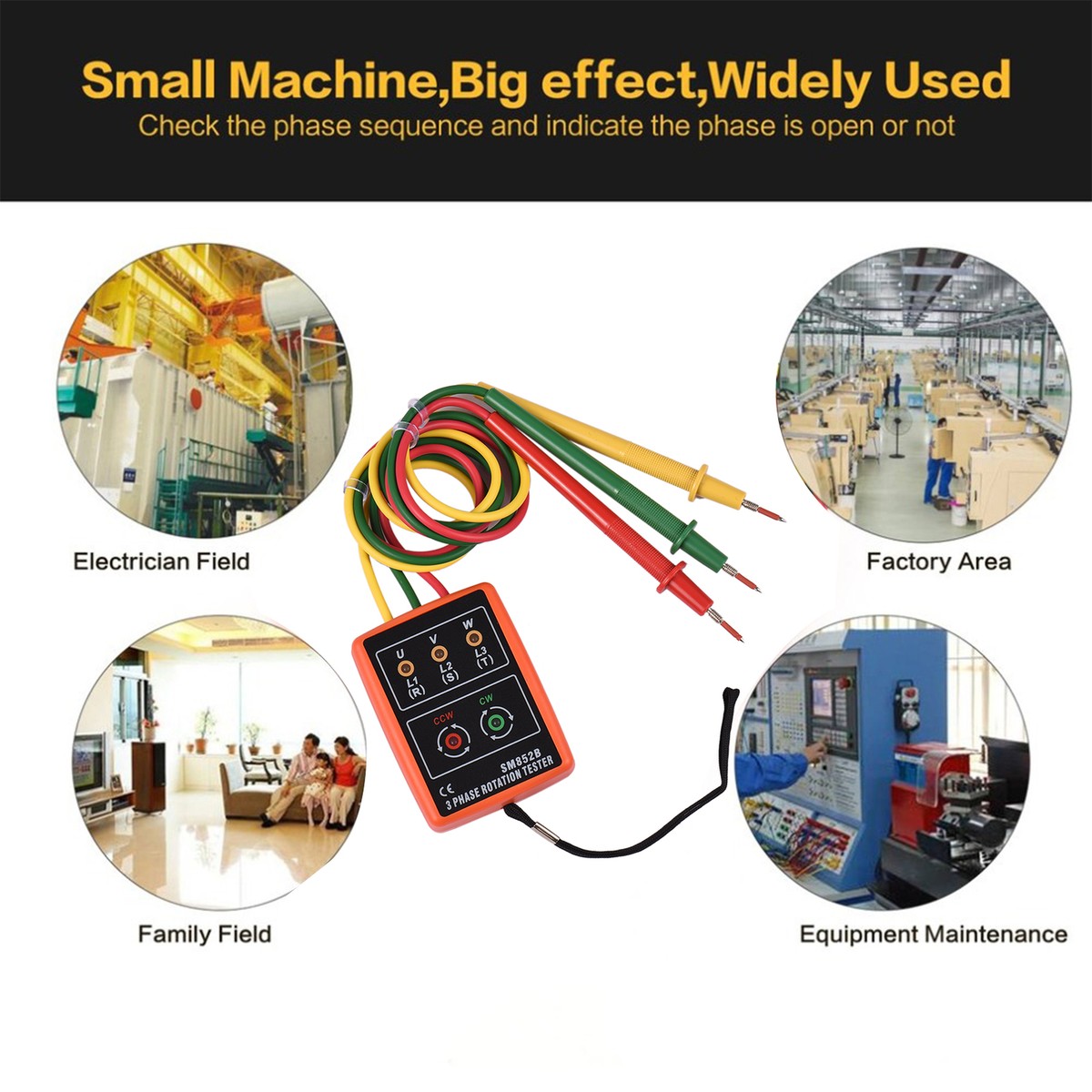 3 Phasen Rotationstester, Digitaler 3 Phasen Sequenz Rotationstester, Phasensequenz Reihenfolge Rotationsindikator Tester Für Stromprüfungen 3 Phasen Rotationstester, Digitaler 3 Phasen Sequenz Rotationstester, Phasensequenz Reihenfolge Rotationsindikator Tester Für Stromprüfungen