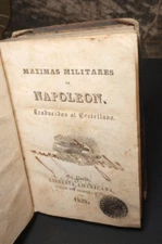 Maximas Militaries De Napoleon 1828 Rare Ex libris Echegaray Leather Hardcover .