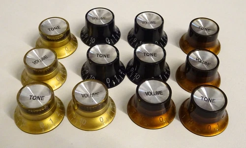 Volume/Tone Control Top Hat Style Knob Mirror insert 18T Gibson style 