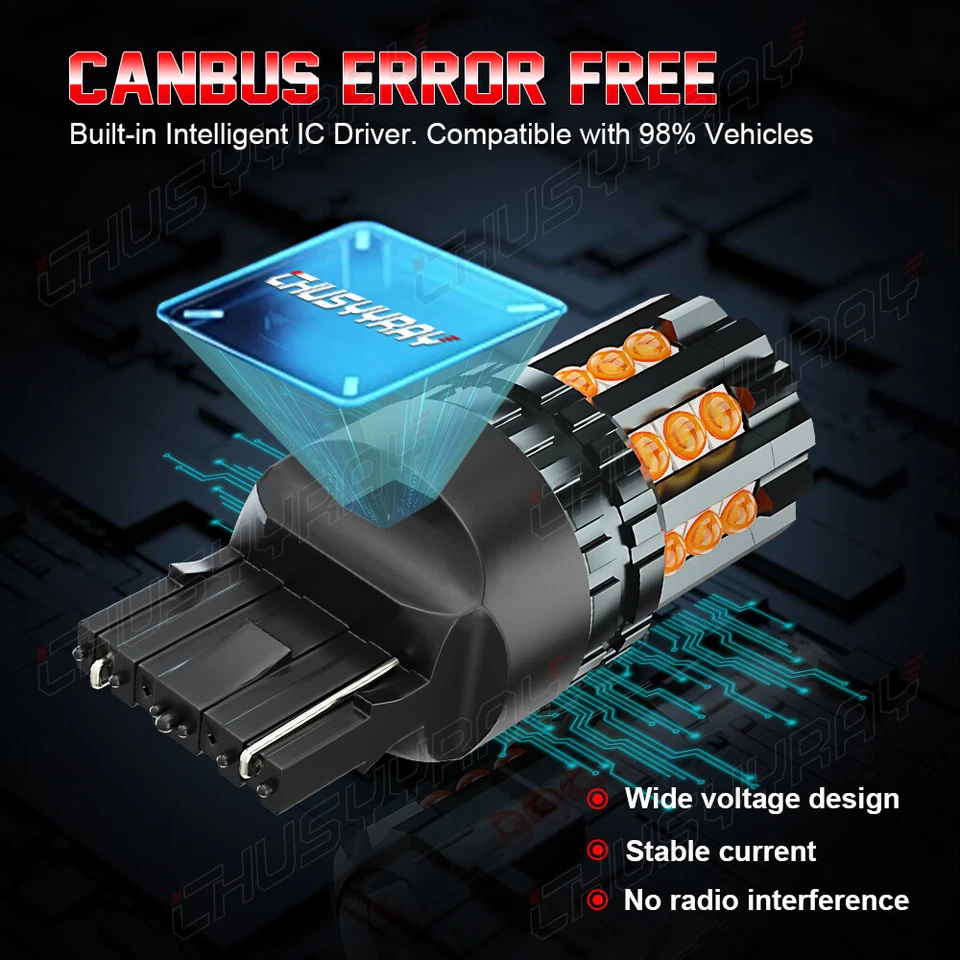 Kit de bombillas LED intermitentes delanteras ámbar 7443 7440 para Toyota Yaris 2012-2020 Foto 2 de 4