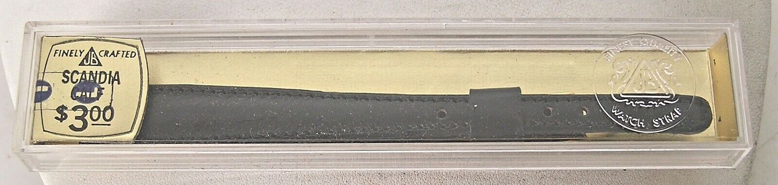 NOS Boxed JB Black Scandia #101 1/2" (13mm) Women's Watch Band Yellow Buckle